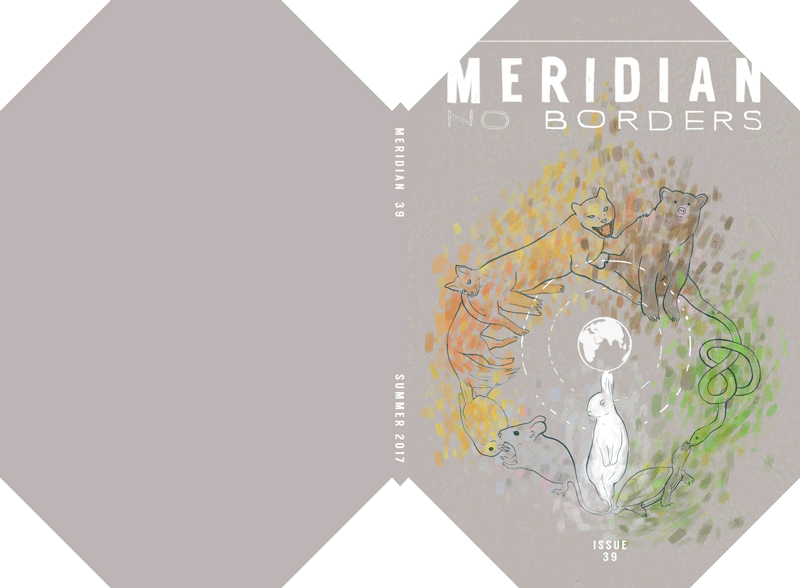 The cover design for the No Borders issue of Meridian magazine, UVA CW MFA's lit mag